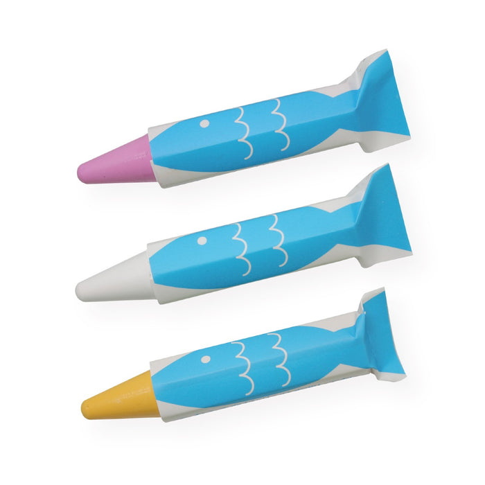 【Rice Wax】Kitpas Bath Crayons 3 colors - Shell (Yellow, White, Pink)