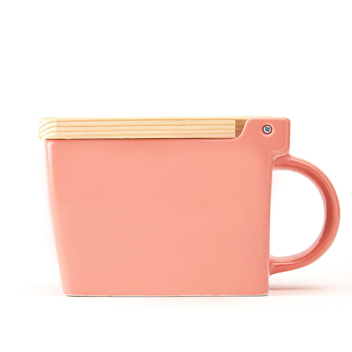 BEE HOUSE Ceramic Salt Box with wooden lid - Coral Pink