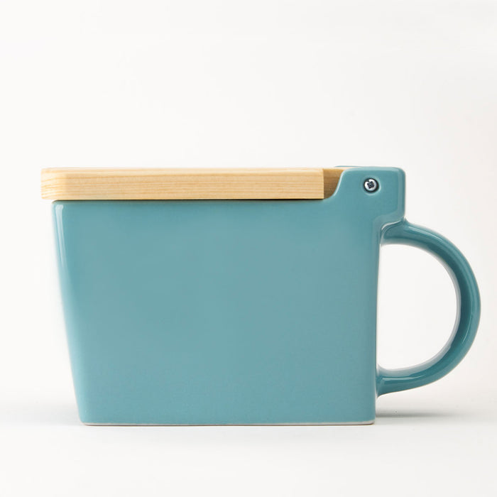 BEE HOUSE Ceramic Salt Box with wooden lid - Ice Blue