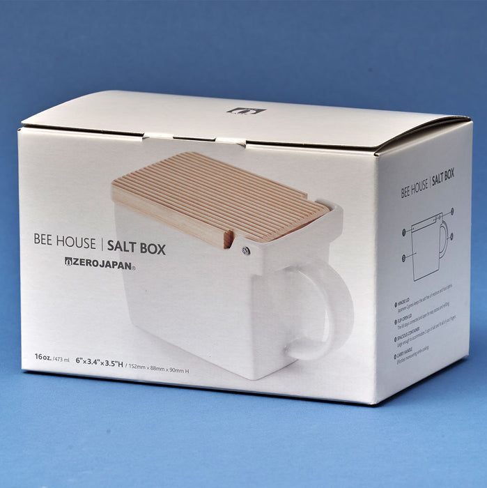 BEE HOUSE Ceramic Salt Box with wooden lid - Blueberry