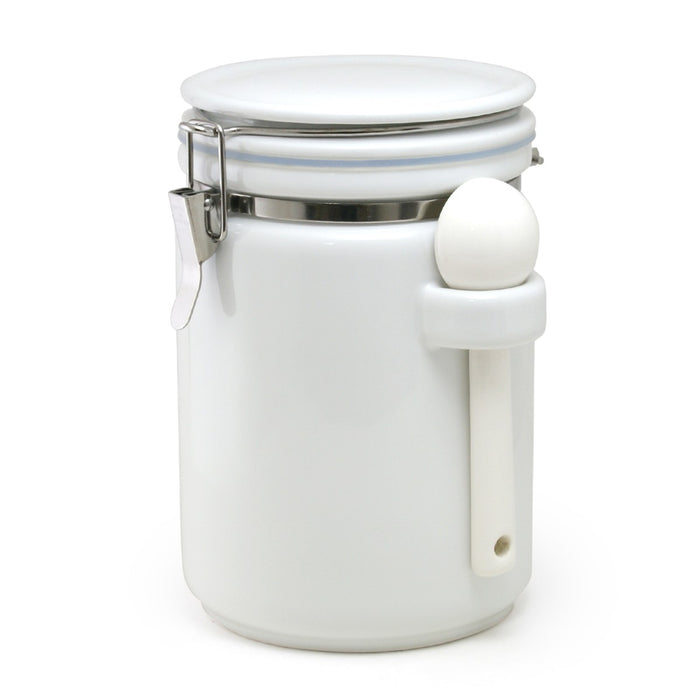 Round canister with ceramic spoon 61oz (1800cc) - White