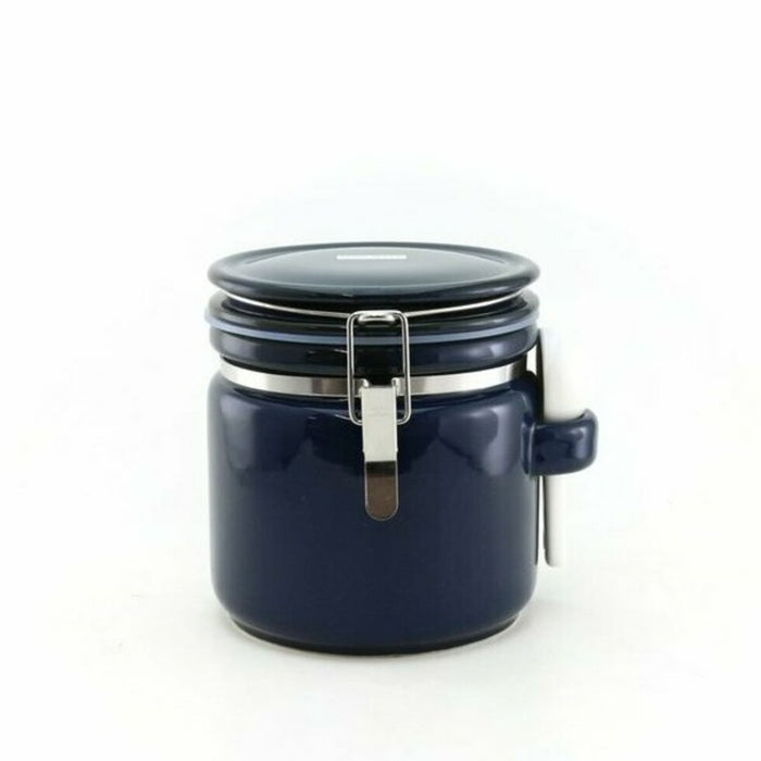 Round canister with ceramic spoon 34 oz (1000cc) - Jeans Blue