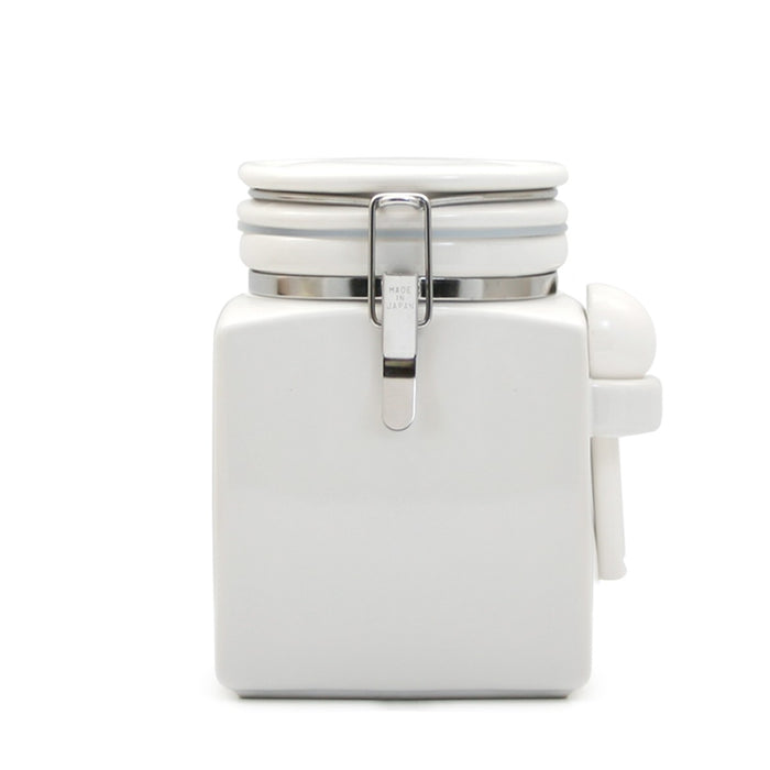 Square canister with ceramic spoon 30.5 oz (900cc) - White