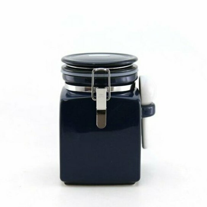 Square canister with ceramic spoon 30.5 oz (900cc) - Jeans Blue