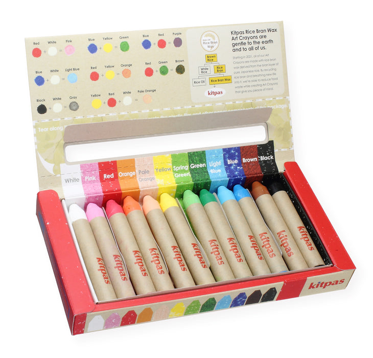 Kitpas Rice Bran Wax Art Crayons 12 Colors