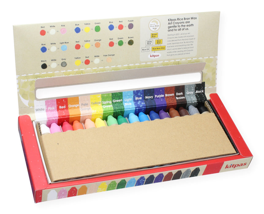 Kitpas Rice Bran Wax Art Crayons 16 Colors