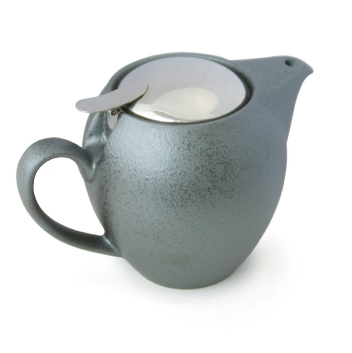 BEE HOUSE Round Ceramic Teapot 19.6oz  - Antique Silver