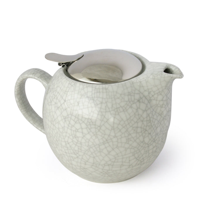 BEE HOUSE Round Ceramic Teapot 24oz - Crackle White