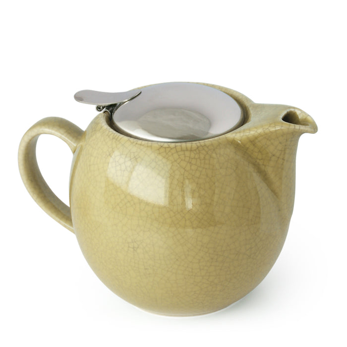 BEE HOUSE Round Ceramic Teapot 24oz - Crackle Yellow