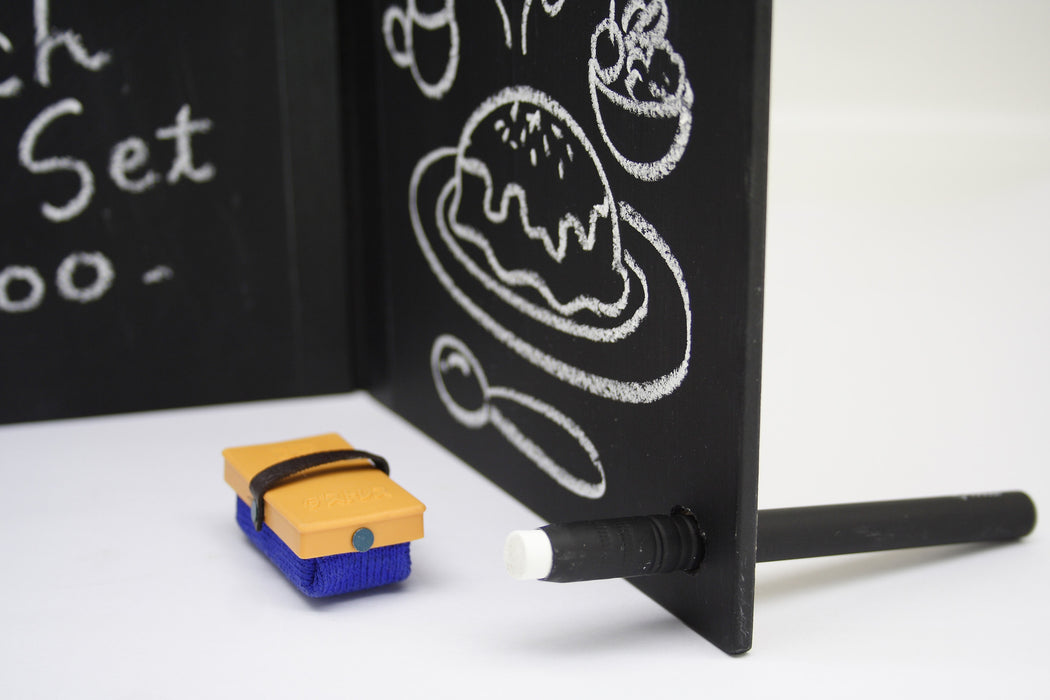 Notebook-Style Blackboard [w/ Black Slim Chalk Holder]